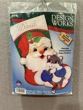 Design Works Felt Stocking Kit Santa With Kitten 5255 New Sealed