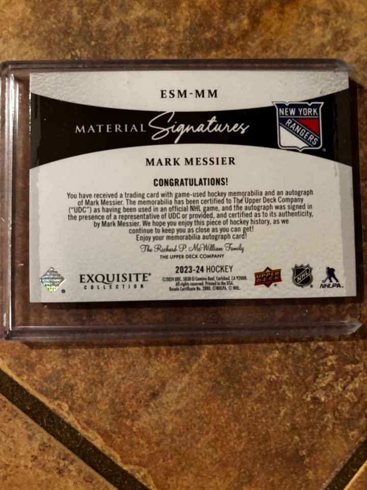 2024-25 Ice 2023-24 Exquisite Material Signatures Auto Patch Mark Messier #/10 - Image 2 of 2