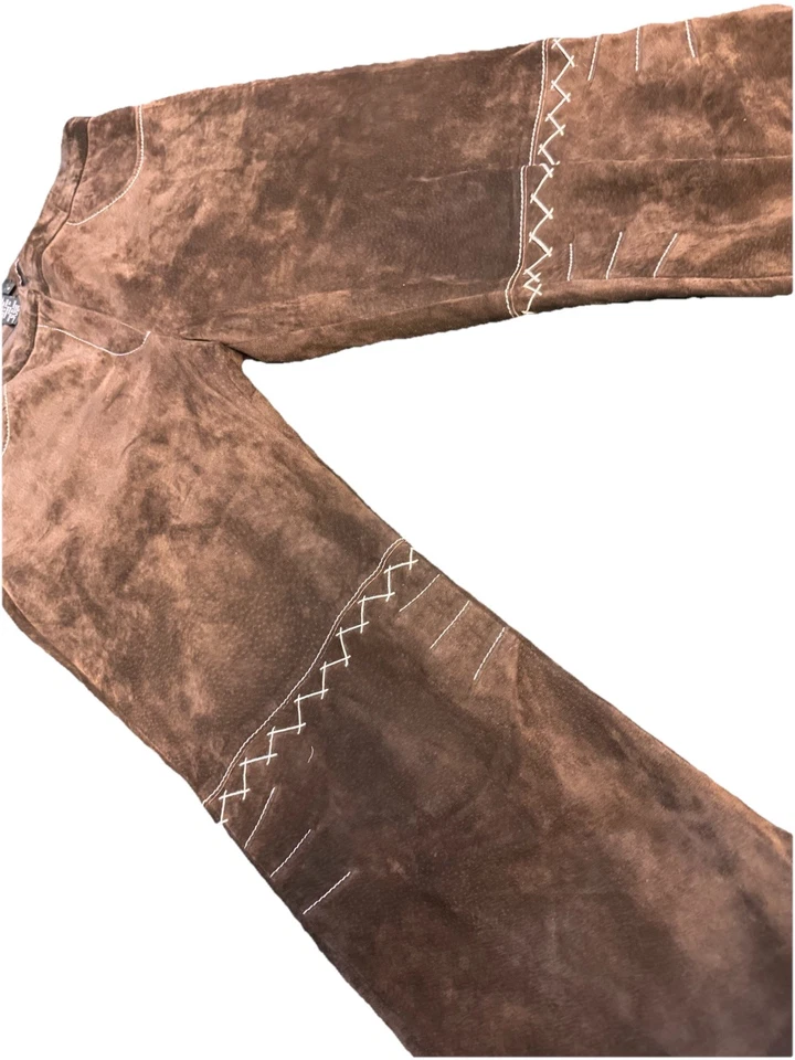 Y2K Vintage BCBG Max Azria 100% Leather Patchwork Pants – Size 6 Low Rise Brats - Image 4 of 4