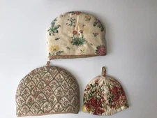 Tea Cozies. Lot of 3. Vintage. Padded, Decorative Floral Designs.