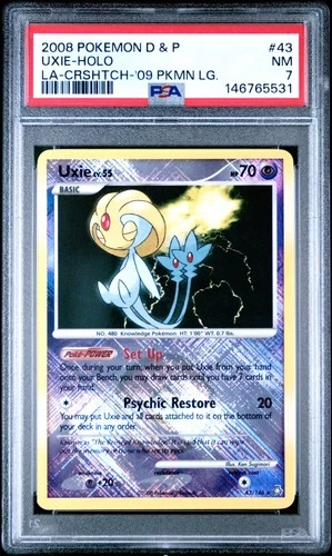 2008 POKEMON DIAMOND & PEARL LEGENDS AWAKENED #43 UXIE-HOLO PSA 7
