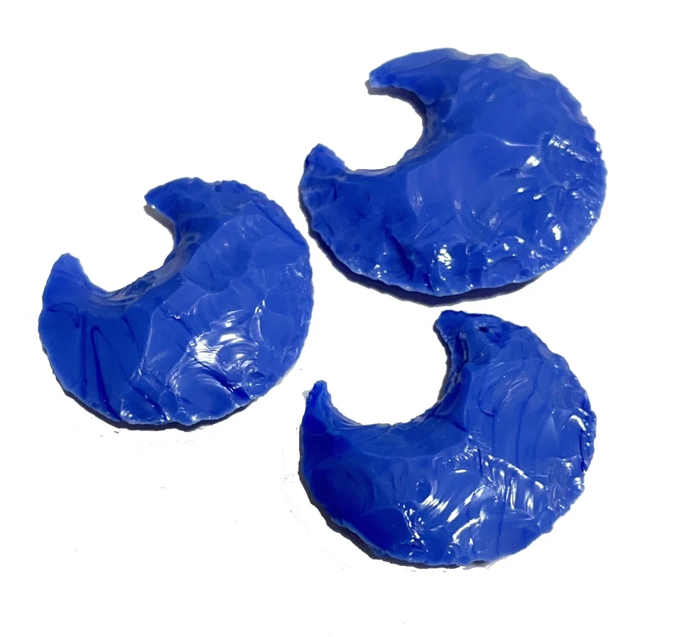Lote de 3 piezas de piedras preciosas de obsidiana azul cristal tallado media luna para hacer joyas Foto 4 de 4