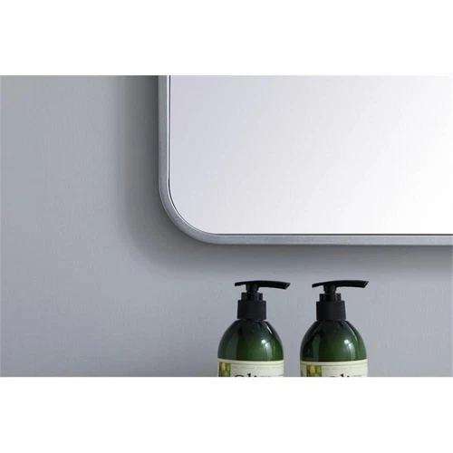 Elegant Decor Evermore 24x32" Soft Corner Metal Rectangular Mirror in Silver - Picture 6 of 8