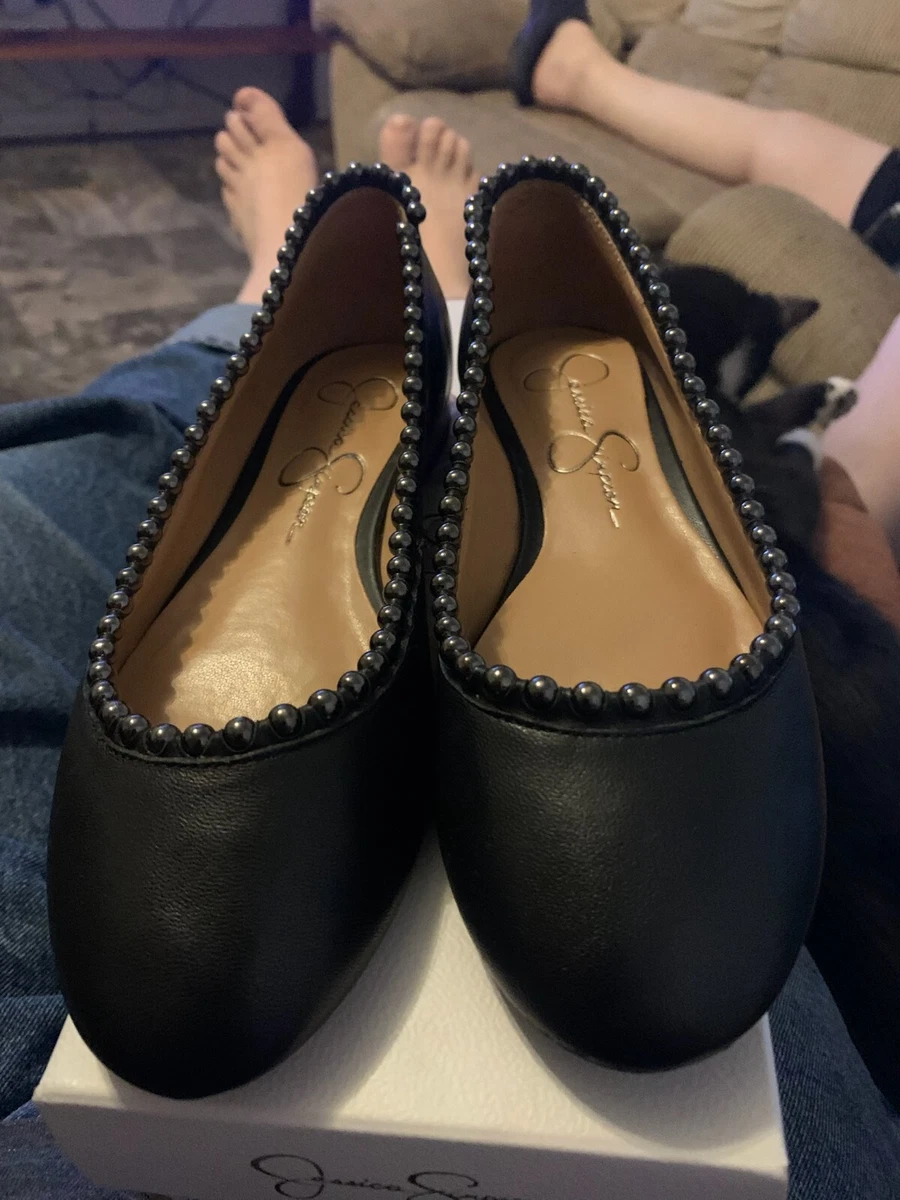 Jessica simpson black flats clearance