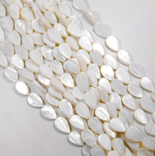 Mother Of Pearl Rectangle & Pear Center Drill Beads Necklace 18" LB1055 - Picture 3 of 12