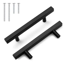Cabinet Handles-Pack of 20 Black 4 inch 102mm Hole Centers Square T Bar Kitch...