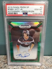 2019 Panini Prizm DP Bobby Witt Jr.  #3 Autograph Green Prizm PSA Gem 10