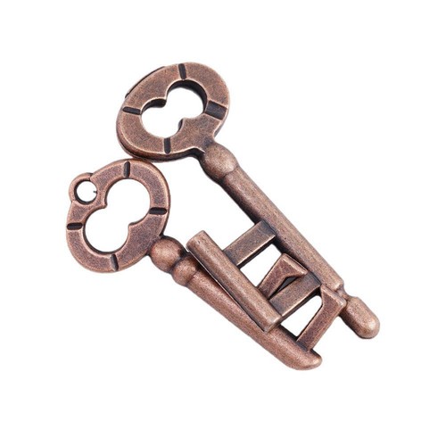 Vintage Classic Key Lock Puzzle Metal Brain Teaser IQ Test Toys for Adults Kid·- - Photo 6/12
