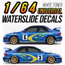 1/64 Scale SUBARU RALLY Custom White Toner Universal WaterSlide Decal for Hot