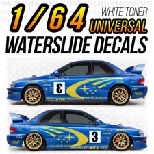 1/64 Scale SUBARU RALLY Custom White Toner Universal WaterSlide Decal for Hot