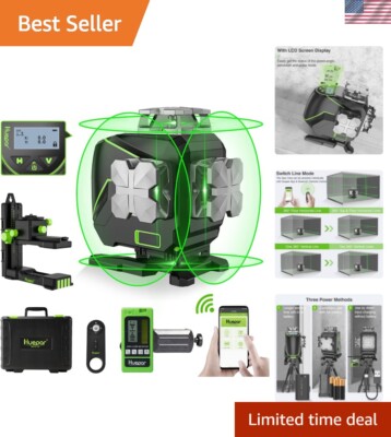 Multi-Functional 4D Laser Level with Self-Leveling, Durable Build & LCD - Huepar