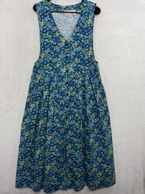#ad #ad VTG Button Front Maxi Floral Dress 14 Portraits Northern Isles Jumper Blue USA $28.98