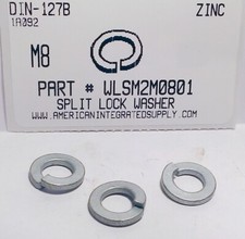 M8 SPLIT LOCK WASHERS STEEL ZINC D127B (50)