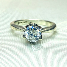 Elegance Sterling Silver 925 Solitaire Cubic Zirconia Ring size 5