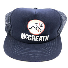 Vintage McCreath Trucker Hat Cap Blue Made In USA 80s Mesh Puffy Sanp Back Mens