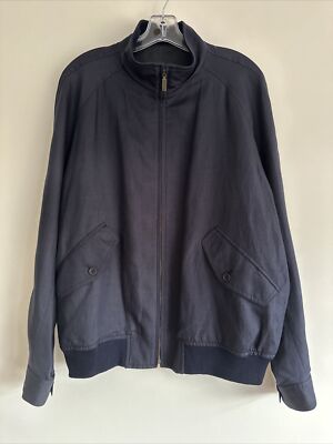Alfred Dunhill Bomberjacke M dunkelblau Seide Leinen Custom italy made Bnwot rare