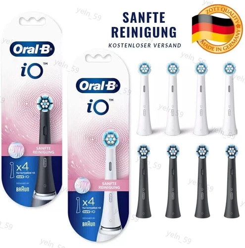 NEU iO Ersatzbürsten Sanfte Reinigung Aufsteckbürsten 4 Stück Schwarz/Weiß~DE ^