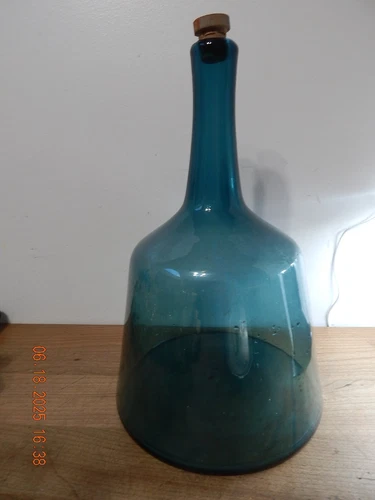 Vintage Blenko? Glass  Vase In aqua/teal 16” Stunning