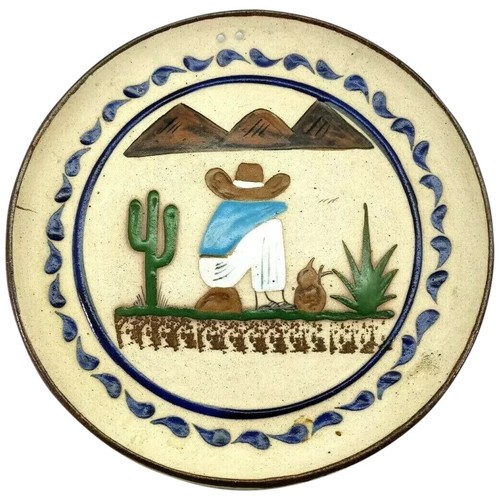 Vintage Sleeping Mexican Decorative Plate Wall Hanging Charger - Picture 9 of 12