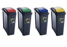 25L Slimline Bin with Flip Top Lid Recycle It Waste Rubbish Home Garden Dustbin