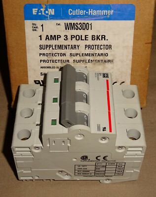 Cutler Hammer WMS3D01 Circuit Breaker 1 Amp 3 Pole Eaton NEW