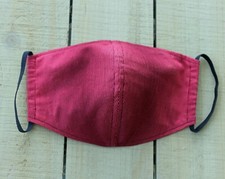 Rose with Dark Purple Stripes and Navy Blue elastic 100 Cotton Face Mask. Hand