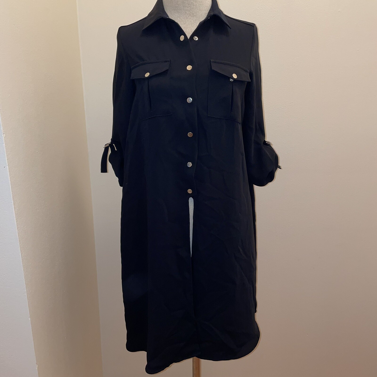 Zara Collection Navy Button Front Split Hem Tunic… - image 10