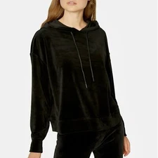 SANCTUARY Black Velvet Melrose Brigade Velour Hoodie Pullover Sweater Plus 3X