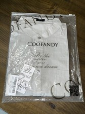 NEW LARGE Coofandy Henley Shirt Men Linen Short Sleeve Light Gray Hippie Casual