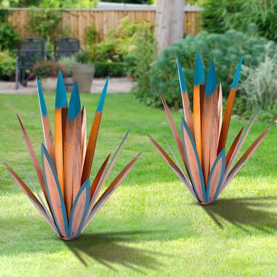 2 Pack Metal Agave Plant Home Decor Garden Yard Lawn Sculpture Ornaments