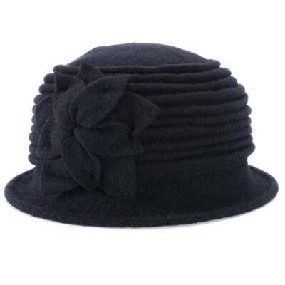 Womens 1920s Retro Look 100% Wool Beret Beanie Cloche Bucket  display picture 1