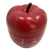 Red Apple Kitchen Timer 60 Minutes Cooking Classroom Kitschy 1970s