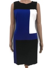 Vince Camuto Sleeveless Stretch Sheath Dress Colorblock Sz 2 Cobalt Blue Career