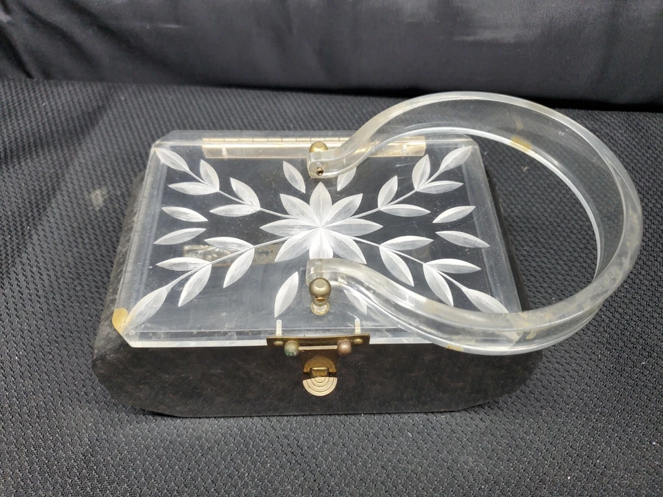 Bolso de Mano MCM Lucite Caja Superior y Asa De Colección, Metal Gris Gunmetal Foto 2 de 4