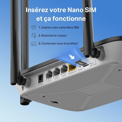 MB115-4G TP-Link Routeur 4G WiFi N300Mbps Box 4G SIM 4G CAT4 Vitesse Jusqu'à ... - Afbeelding 5 van 9