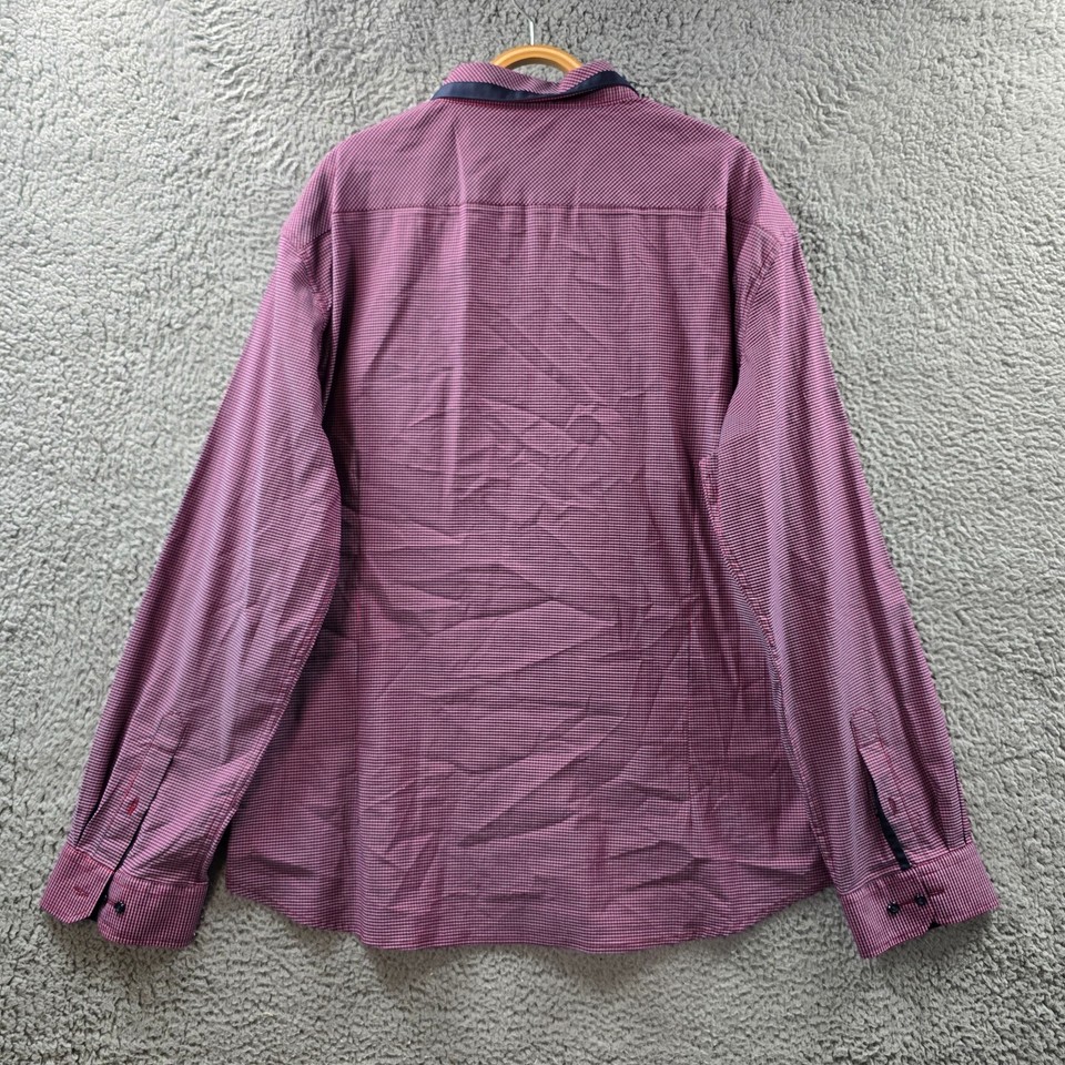 Connor Mens Shirt Size 3XL Navy Blue Red Check Long Sleeve Collared