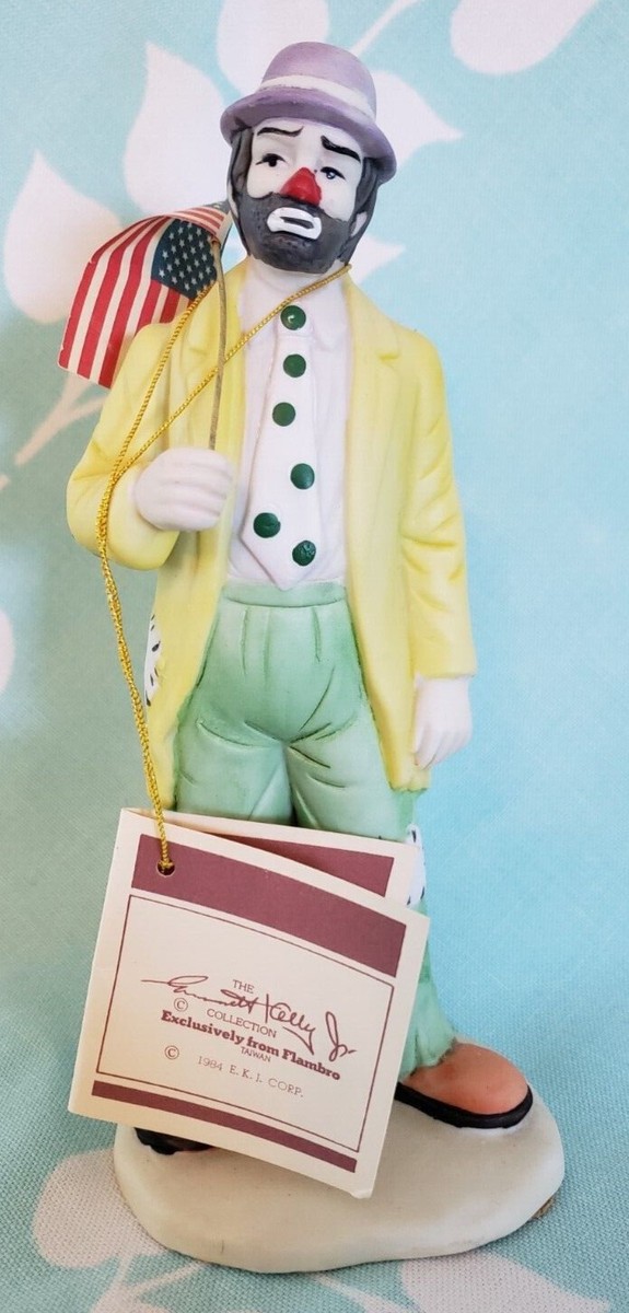 Emmett Kelly, Jr. Clown w/American Flag Flambro Emmet Kelly, Jr