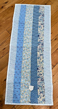 Handmade Quilted Table Runner Stripes Pink Floral Blue Stripes
