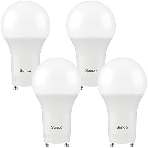 Sunco 4 Pack GU24 LED Light Bulb 2 Prong A19, 5000K Daylight, 9W