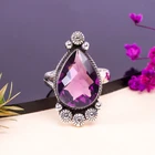 Purple Amethyst Gemstone 925 Sterling Silver Ring Handmade Jewelry Gift For Mom.