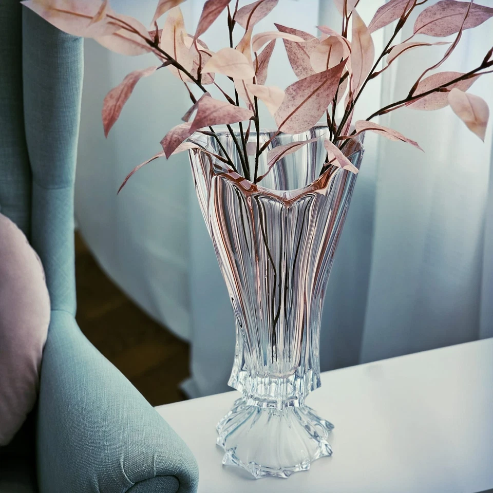Plantica Pink Modern Bohemian Czech Crystal Decorative Vase - 16-in Footed Vase - Image 2 of 4