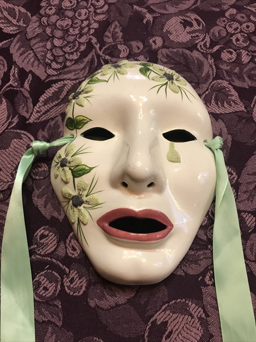 Porcelain Mardi Gras Wall Mask signed 