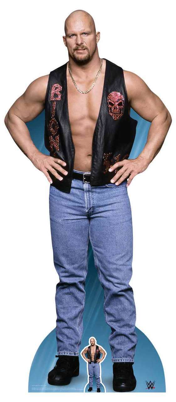 Stone Cold Steve Austin WWE Lifesize & FREE Mini Cardboard Cutout / Standup