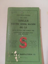 Singer Electric Sewing Machine 66-18 Instruction Manual Directions 