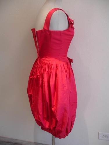 Damen Gr. XS Vintage 60er Jahre Suzy Perette New York Fuschia Pink Bubble Kleid Plissee - Bild 3 von 15