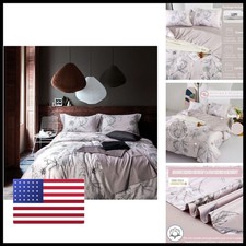 Mildly 100 Long-Staple Cotton Duvet Cover Set Light Pink Elegant Floral Pattern