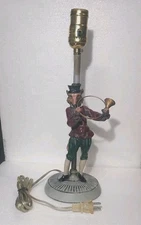 14" Table Lamp Fox Knickers Blowing Hunting Horn Street Lamp Post Works Tested