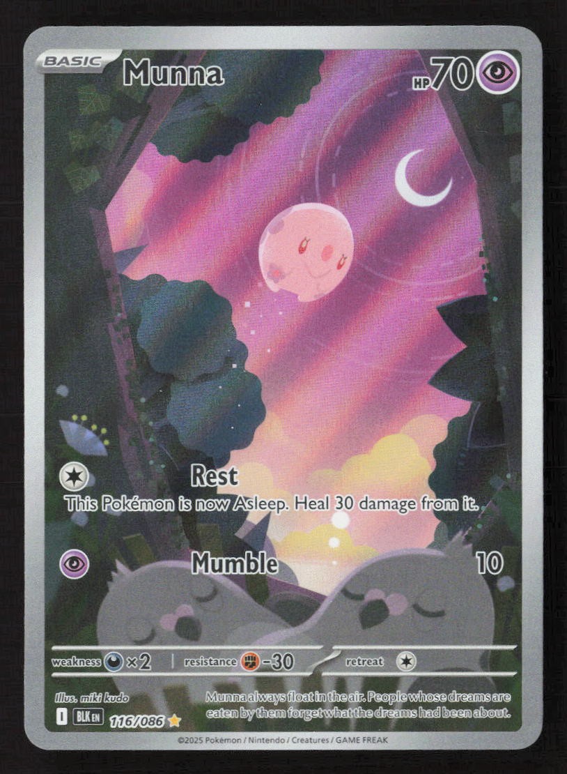 Munna Illustration Rare Holofoil BLK 116/086 NM Pokemon TCG