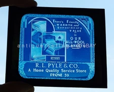 antique MAGIC LANTERN GLASS MOVIE THEATER SLIDE PYLE STORE blanket AVONDALE PA