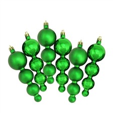 Northlight 6ct Shiny Matte Xmas Green Finial Shatterproof Christmas Ornaments